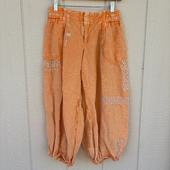 Anthropologie Pants - Anthropologie Parachute Pants Women's XS Orange Boho Hippie Embroidered Linen